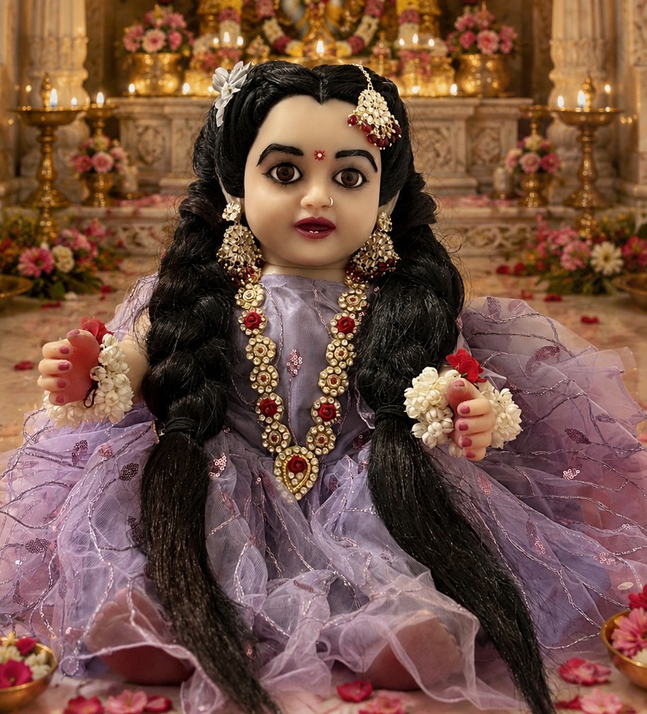 27 Inch Silicone Radha Rani Idol | Premium Handmade Hindu God Statue for Home Temple | Soft Silicone